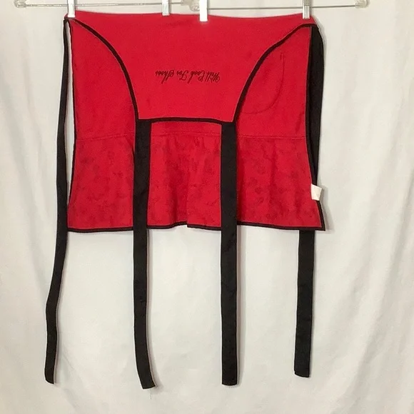 Will Cook For Shoes Embroidered Red And Black Kitchen Apron - Picture 11 of 15